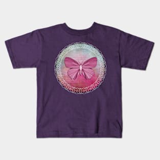 Butterfly Vintage Pink Kids T-Shirt